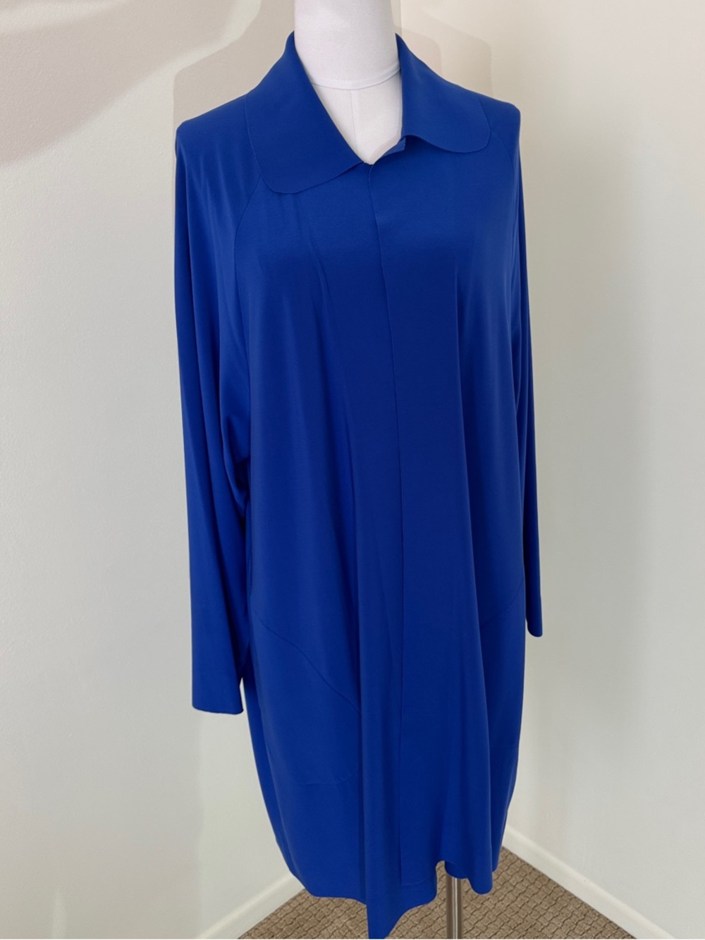 Kamalikulture Norma Kamali Royal Blue Open Front Lightweight Cardigan Duster L